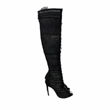 Load image into Gallery viewer, Giambattista Valli Lace Up Knee High Peep Toe Boots size 38