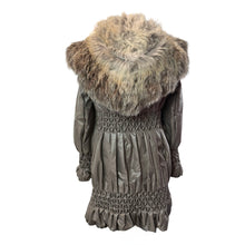 Load image into Gallery viewer, Ermanno Scervino Pleated Nylon Coat with Real Fur Collar size 38