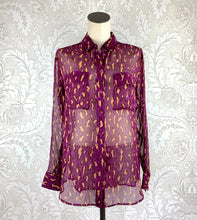 Load image into Gallery viewer, Equipment Sheer Silk Animal Print Blouse size S