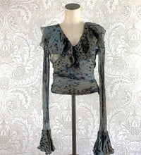 Load image into Gallery viewer, Jean-Louis Scherrer Sheer Ruffled Top size 40/6