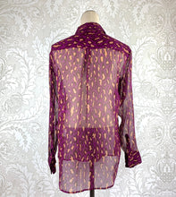 Load image into Gallery viewer, Equipment Sheer Silk Animal Print Blouse size S