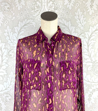 Load image into Gallery viewer, Equipment Sheer Silk Animal Print Blouse size S
