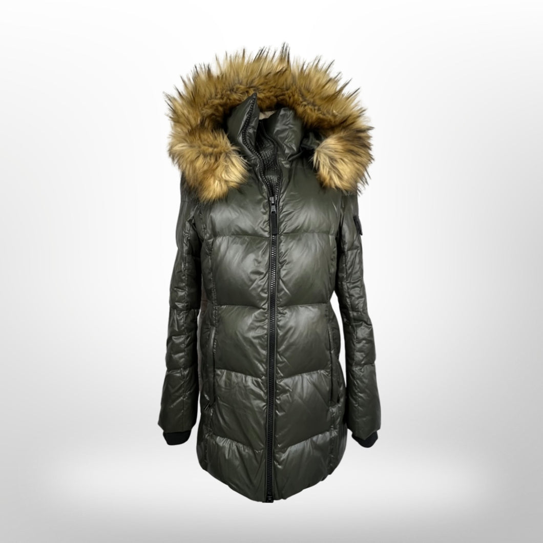 S13 Hooded Down Coat W/Faux Fur Trim size M