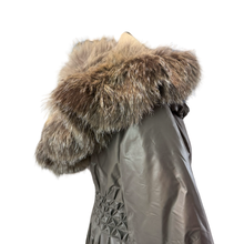 Load image into Gallery viewer, Ermanno Scervino Pleated Nylon Coat with Real Fur Collar size 38
