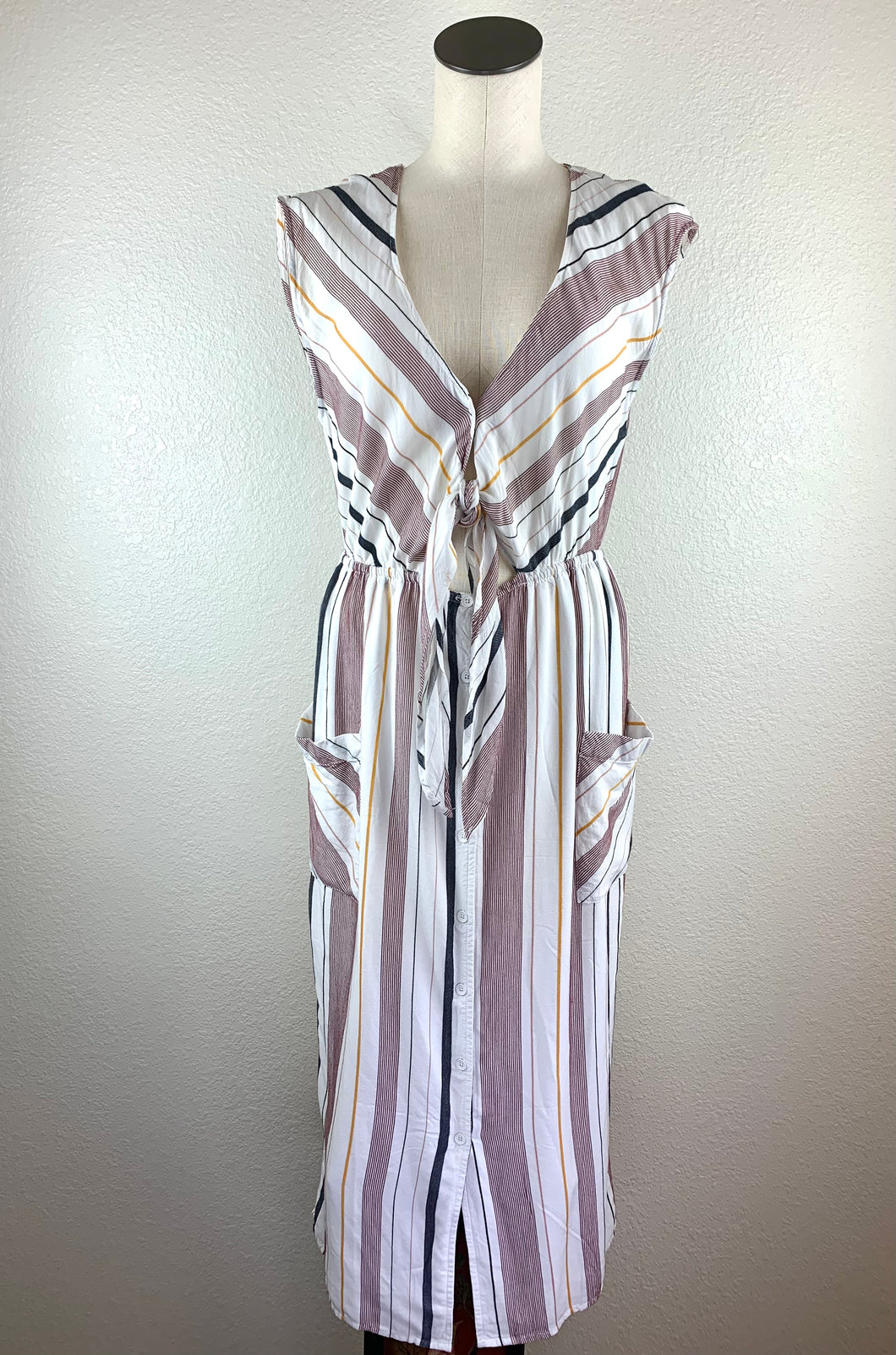 Tavik Striped Dress W/Tie-front size S
